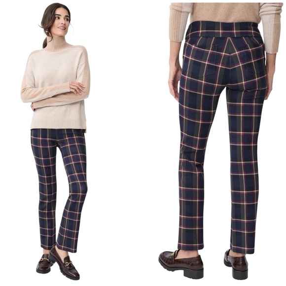 J MCLAUGHLIN RYLIE PANTS S PLAID WINDOWPANE CHECK PULL ON BACK POCKETS - Picture 1 of 11